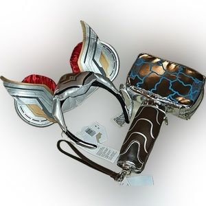 Disney Parks Exclusive Marvel Thor Hammer Bag & Matching Ears Headband Adult NWT